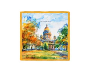 Бамбуковый платок «Санкт-Петербург», желтый, 90х90 см